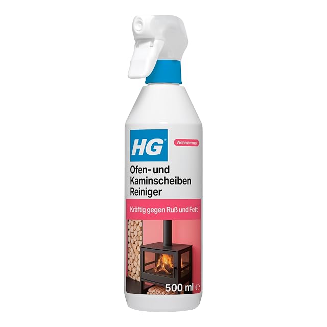 Weiß-orange HG-Sprühflasche mit Reiniger für Ofen- und Kaminscheiben, 500 Milliliter