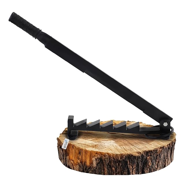 Schwarzer Bituxx Wand-Anmachholzspalter mit einem langen Hebelarm und einem rutschfesten Griff