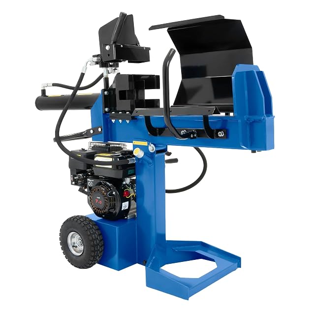 T-Mech Benzin-Holzspalter mit Benzinmotor, Schutzkäfig und großen Gummireifen