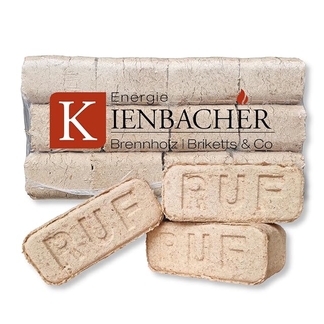 Drei PE-Beutel zu 10 kg RUF-Hartholzbriketts aus Buche und Eiche in einem doppelwandigen Karton